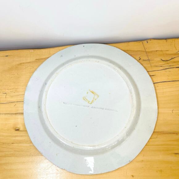 Antique 1813-1820 Masons Ironstone 8" Plate Water Lily Pattern, Signed 1/4 - 8" - Picture 8 of 9